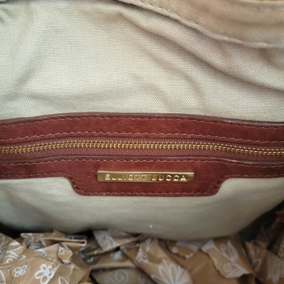 ELLIOTT LUCCA Brown Leather Hobo Bag with Metallic Details - Picture 8 of 15